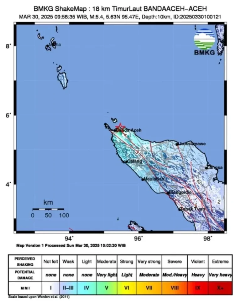 Aceh Diguncang Gempa Bumi 5,4 Skala Richter