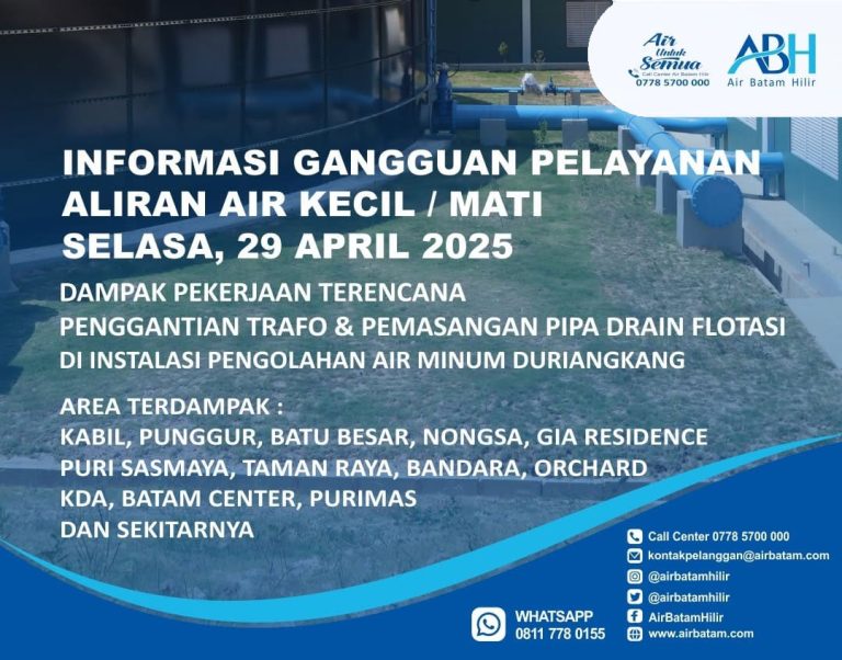 Air Mati Sementara, Catat Jadwal & Wilayah Terdampak