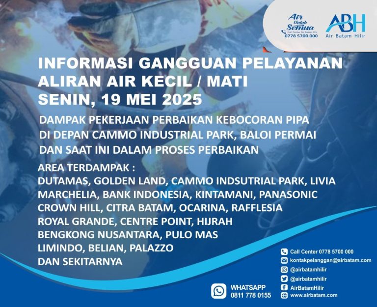 Air Batam Hilir Perbaiki Pipa Bocor di CAMMO Industrial Park