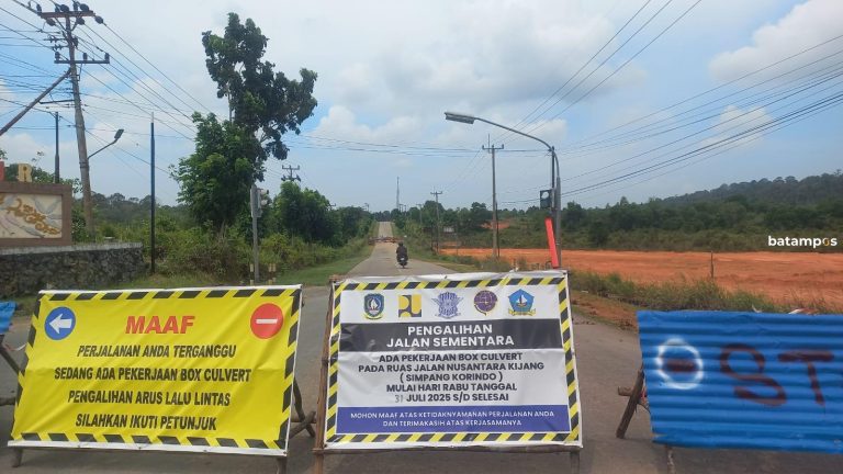 Proyek Box Culvert di Jalan Nusantara Bintan, Arus Lalin Dialihkan Sementara