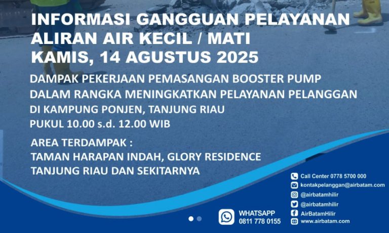 Gangguan Suplai Air di Tanjung Riau dan Sekitarnya