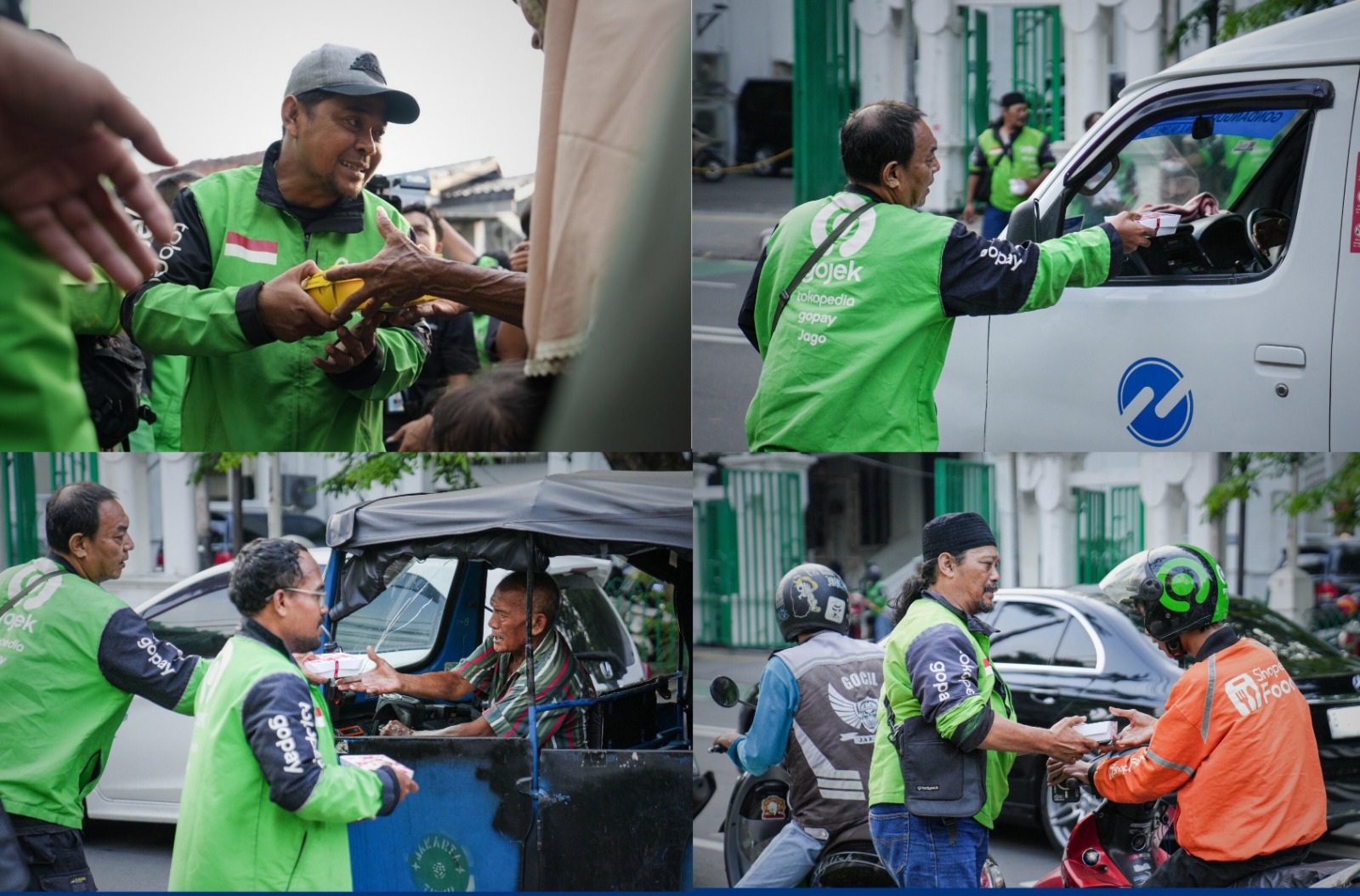 Ratusan driver Gojek Jumat sore (5/9) di kawasan Kwitang dan Senen, Jakarta Pusat.