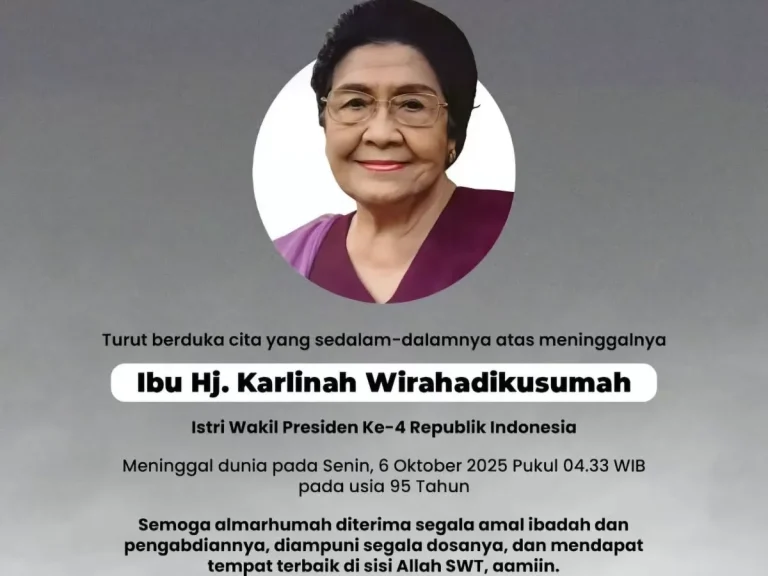 Istri Almarhum Wapres ke-4 RI Umar Wirahadikusumah Meninggal Dunia di Usia 95 Tahun