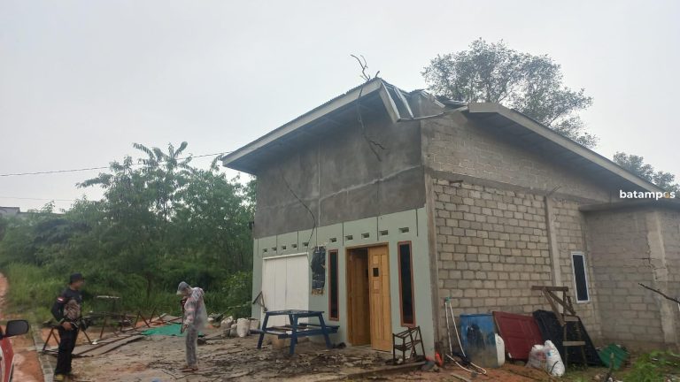 Angin Kencang Tumbangkan Pohon Petai dan Timpa Atap Kanopi Rumah Warga di Tanjunguban, Bintan