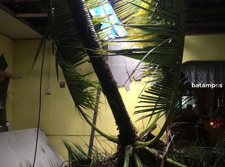 Badai Terjang Lingga, Atap Rumah Warga Hancur Tertimpa Pohon Kelapa