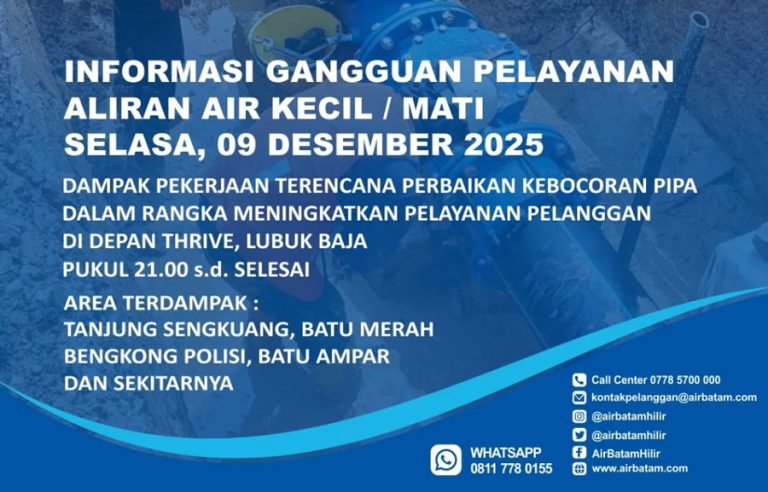 Pipa Bocor di Depan Thrive, Layanan Air di Sejumlah Kawasan Batam Terganggu
