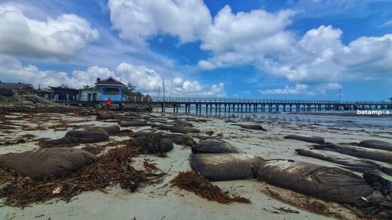 Ratusan Karung Limbah Minyak Hitam Pecah di Pantai Trikora, Nelayan Terancam