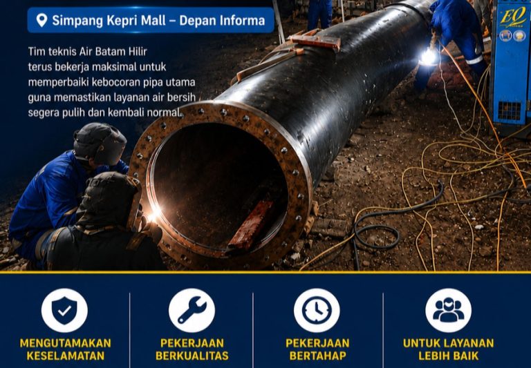 Perbaikan Pipa Utama di Simpang Kepri Mall Berlanjut