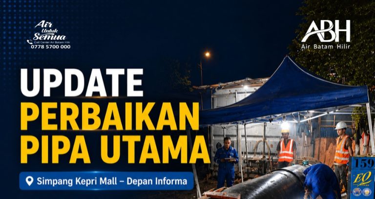 Pipa Bocor di Simpang Kepri Mall: Diprediksi, Sore Ini, Distribusi Air kembali DIlakukan